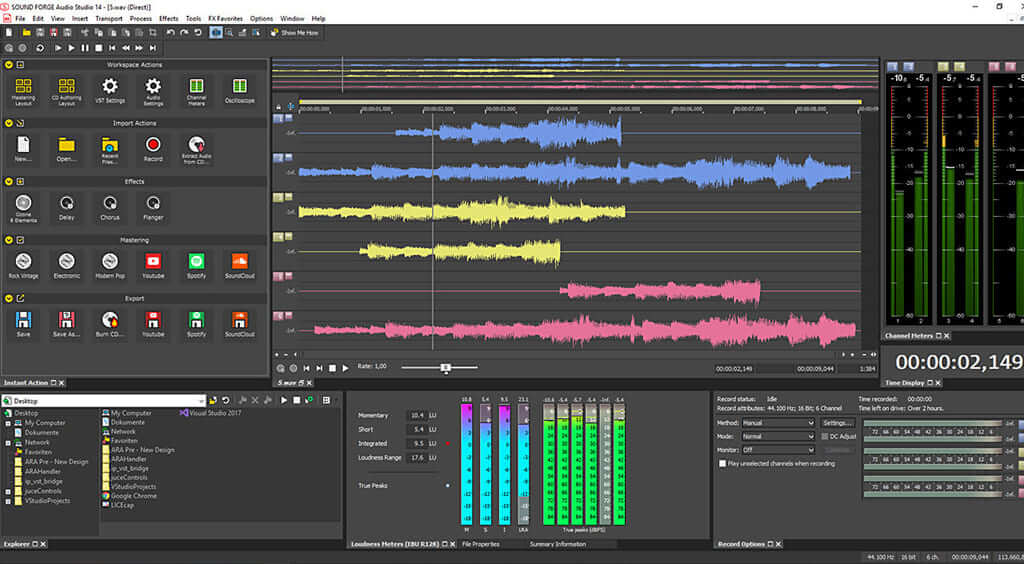 Интерфейс Sound Forge