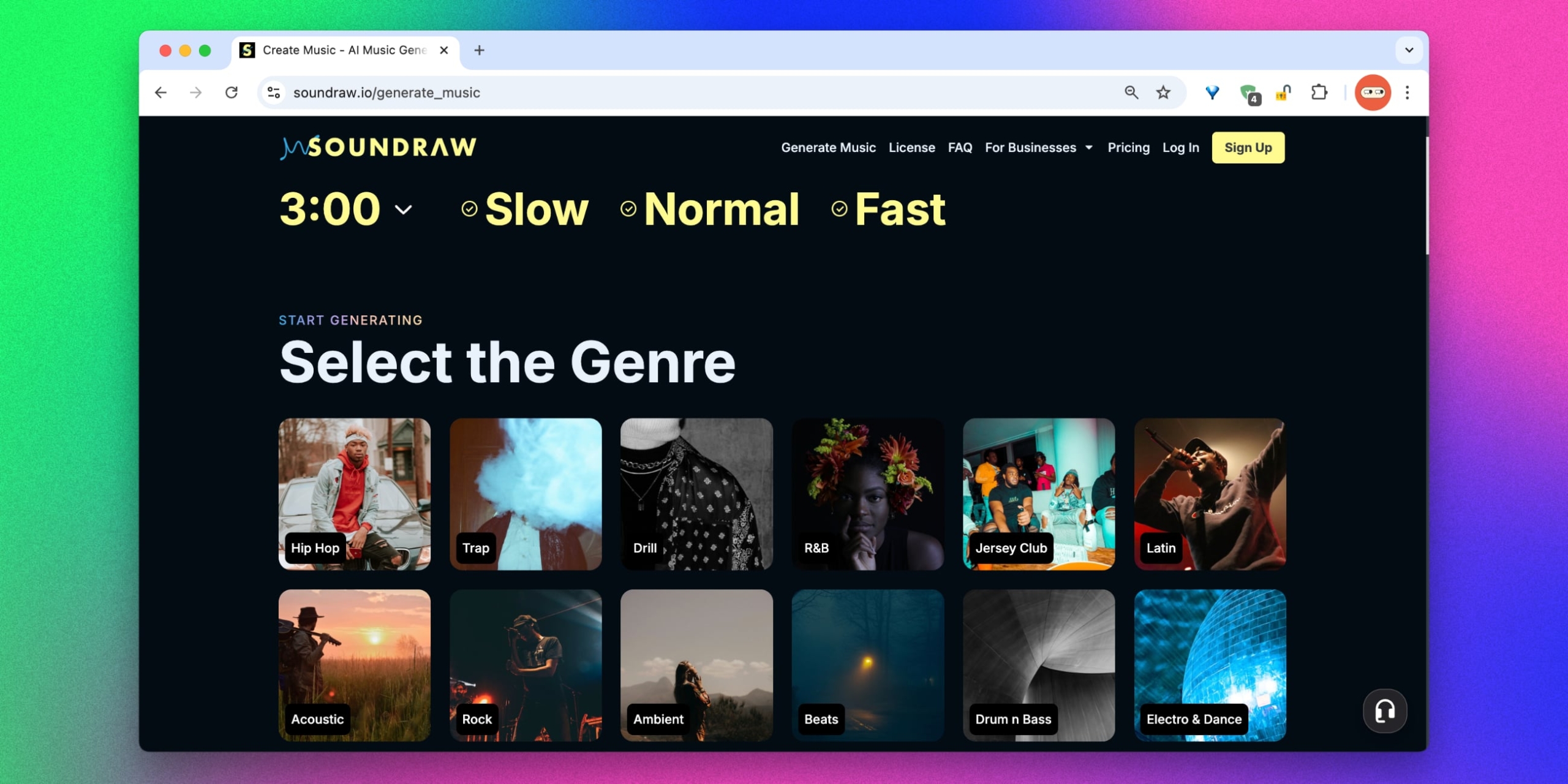 Интерфейс SOUNDRAW
