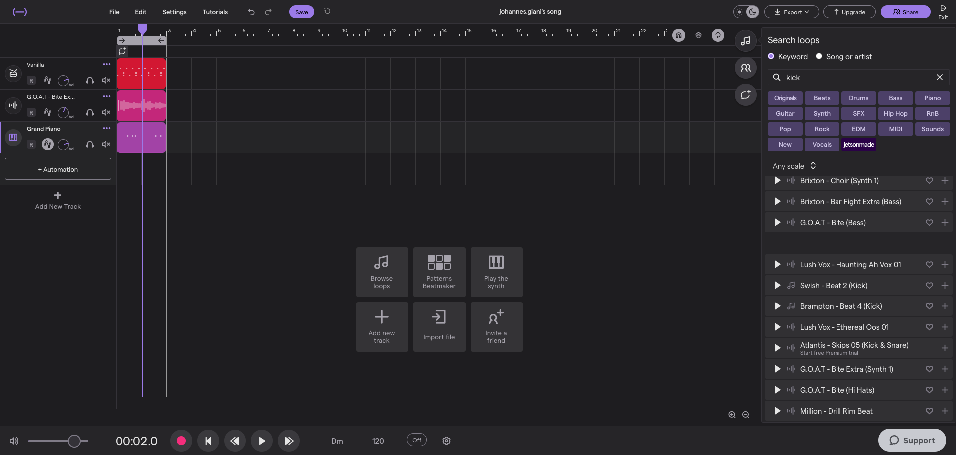 Интерфейс Soundtrap