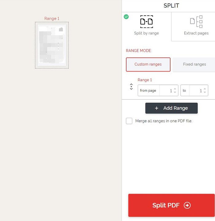 Разделение PDF в iLovePDF