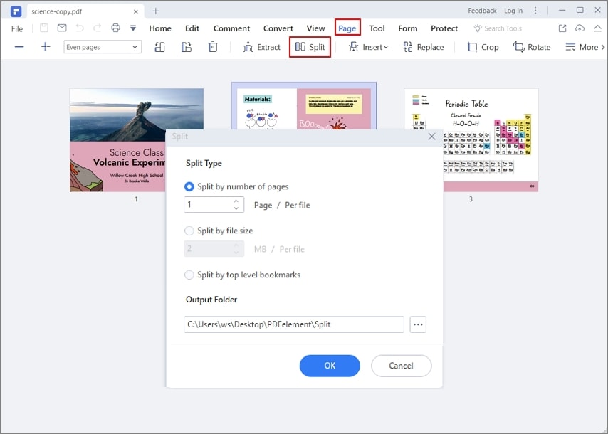 Инструмент разделения PDF в редакторе Foxit PDF Editor