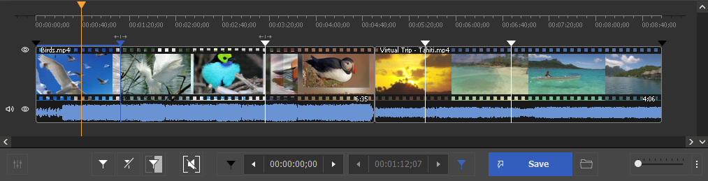 Таймлайн HyperCam Media Editor