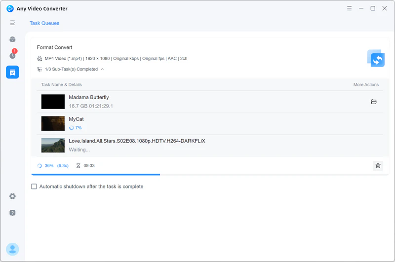 Очередь задач при конвертации