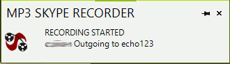 Уведомление о начале записи в MP3 Skype Recorder