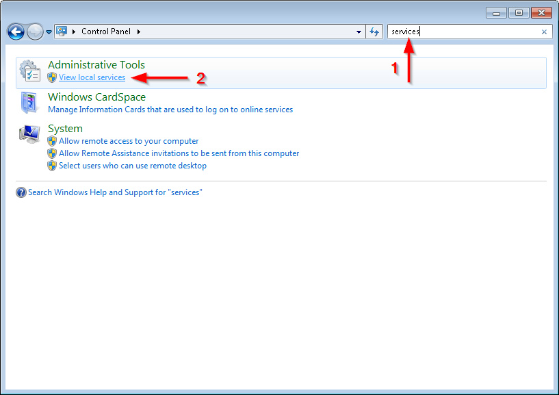Управление службами в Windows