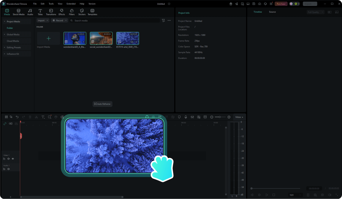 Таймлайн Wondershare Filmora для монтажа видео