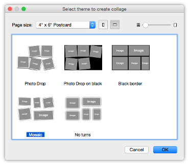 Окно выбора шаблона в Collagerator