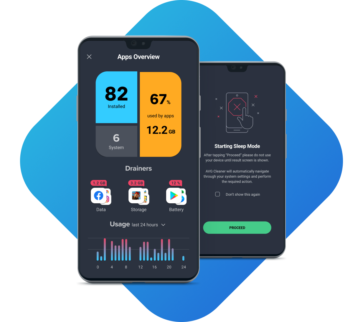 Экран Apps Overview и запуск Sleep Mode