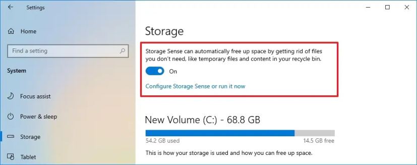 Storage Sense в Windows 10