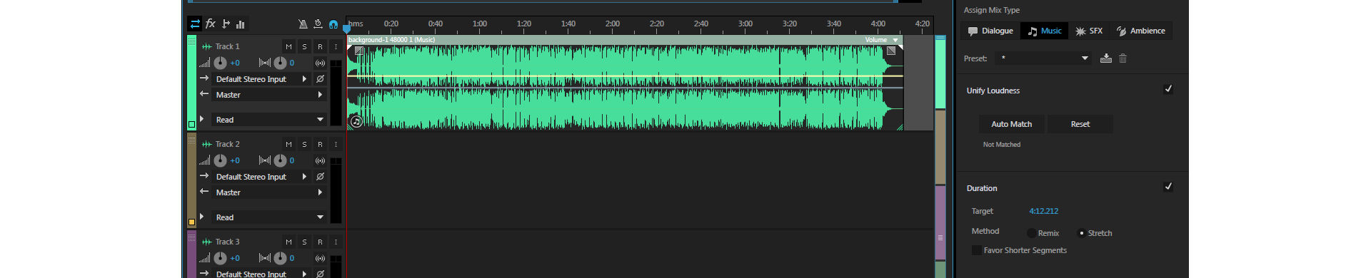 Adobe Audition: многодорожечный монтаж и растяжение музыки