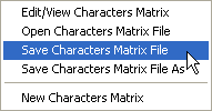 Меню Characters Matrix в SubRip (сохранение/открытие/новая матрица)