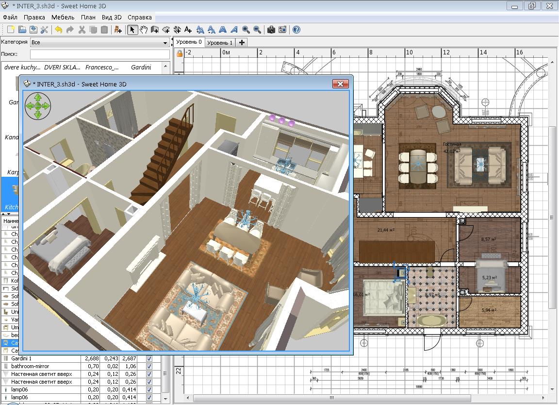 Интерфейс Sweet Home 3D