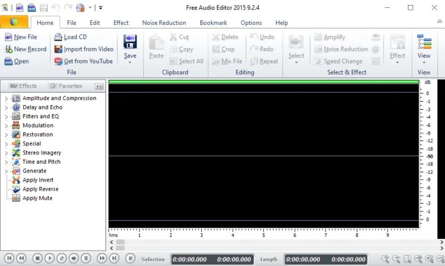 Главное окно Swifturn Free Audio Editor без загруженного файла