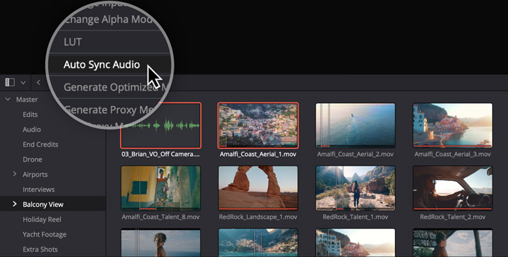Синхронизация аудио и видео в DaVinci Resolve