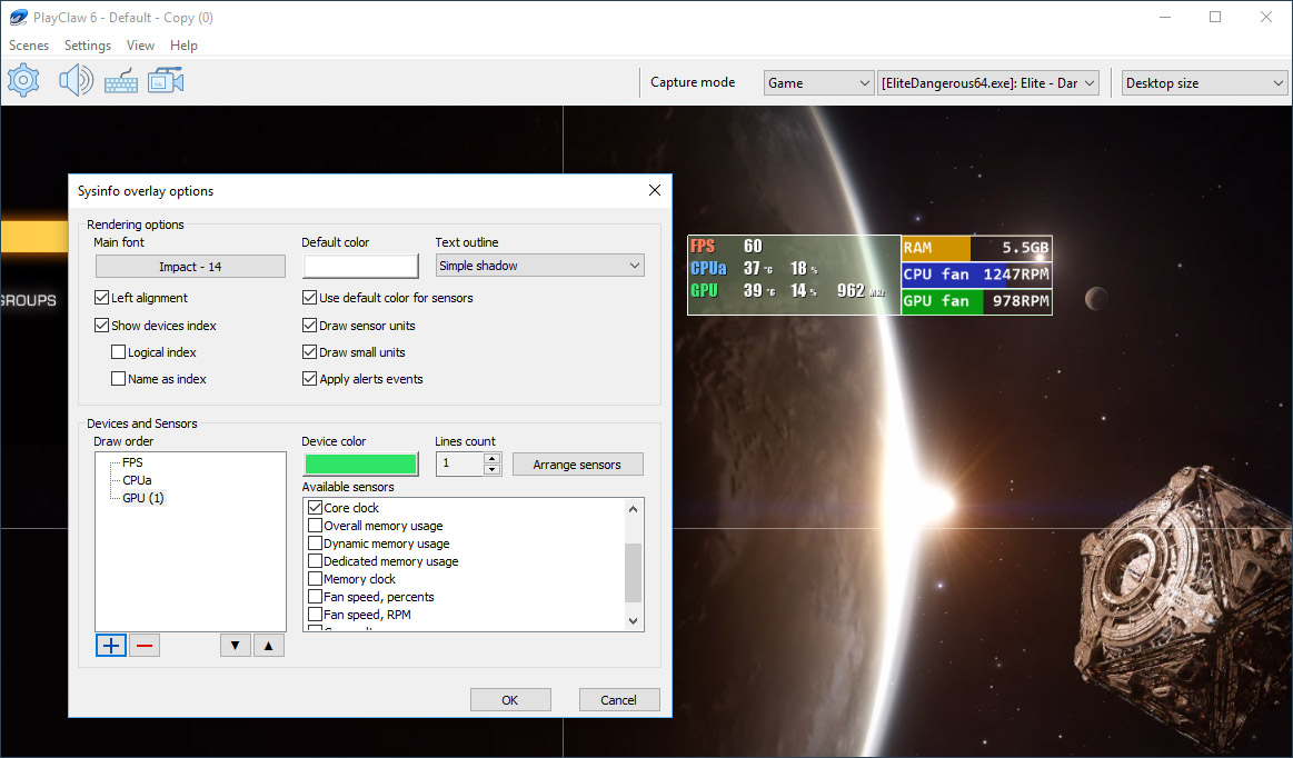 Настройка Sysinfo overlay в PlayClaw