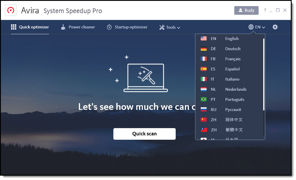 Переключение языка через значок глобуса