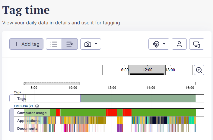 Интерфейс ManicTime Tag time
