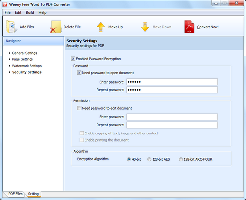 Раздел Security Settings