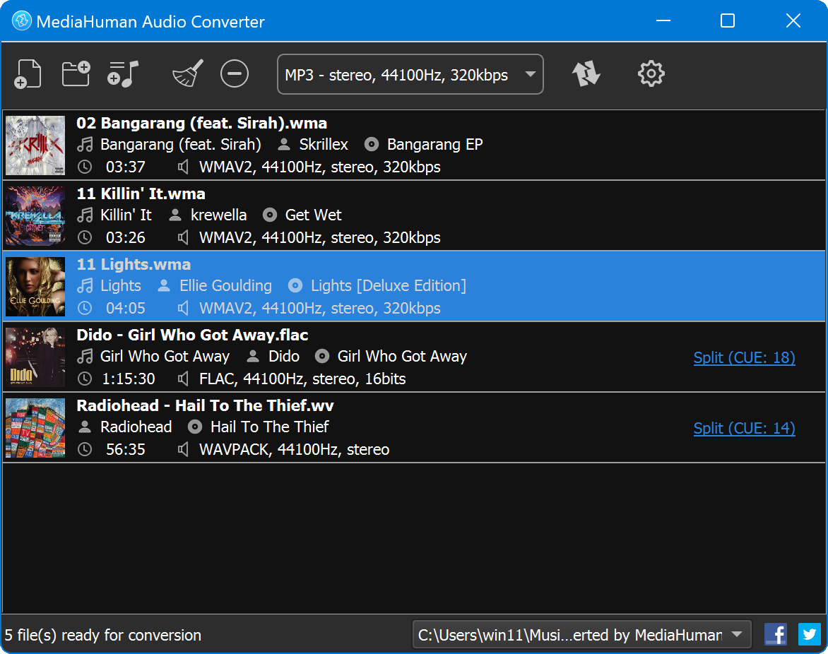MediaHuman Audio Converter: главное окно Windows-версии