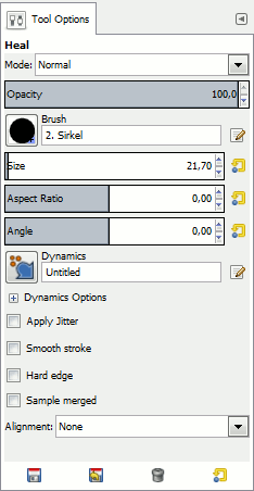 GIMP — параметры Heal Tool