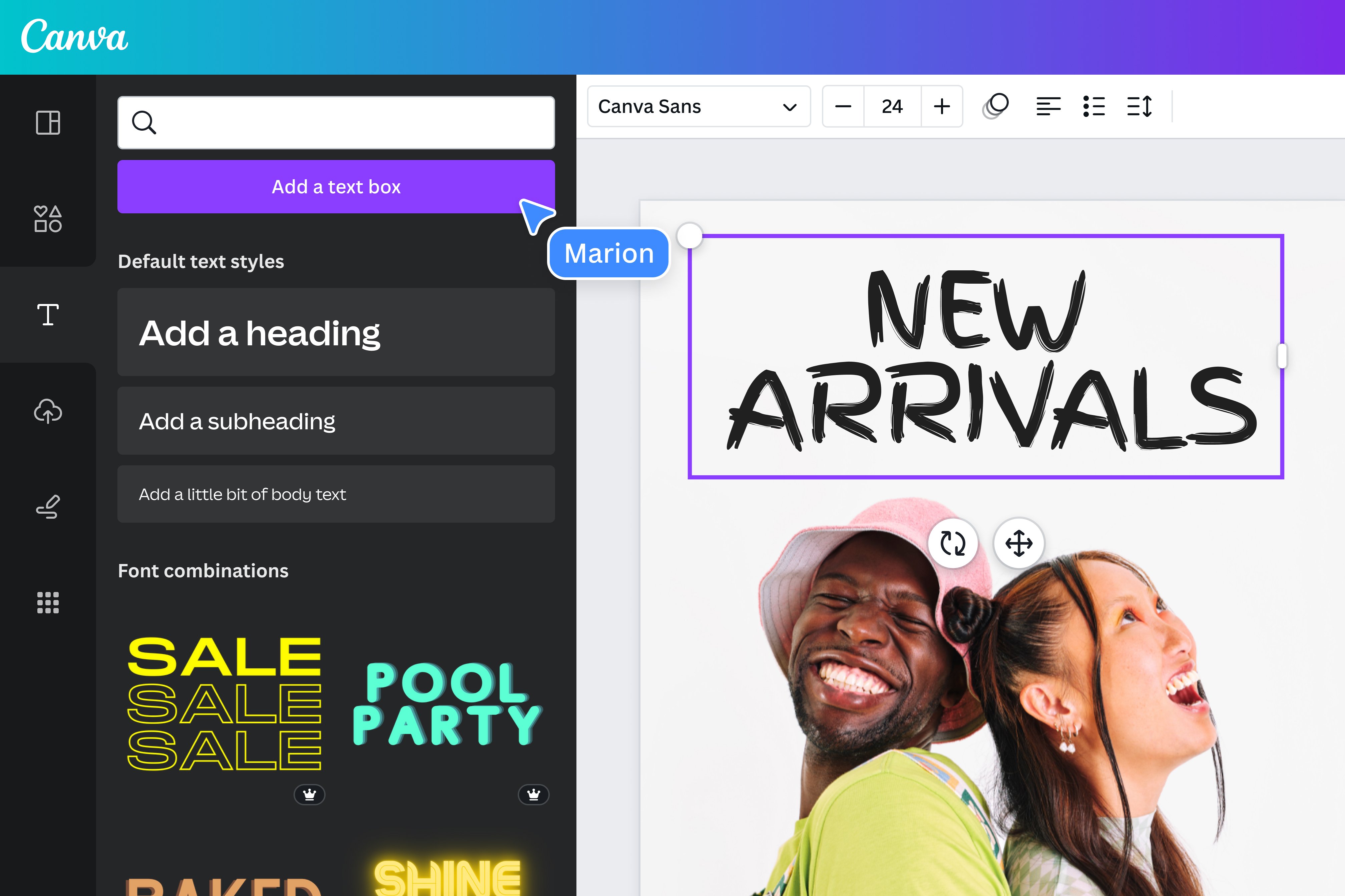 Canva — добавление текста на фото