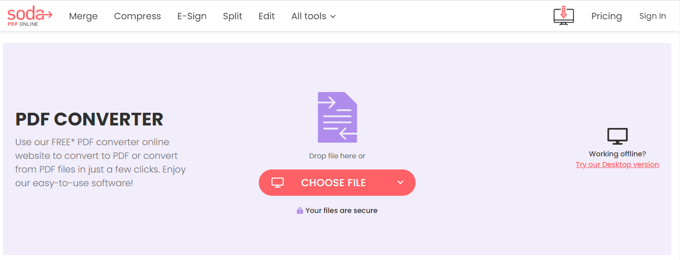 Интерфейс Soda PDF