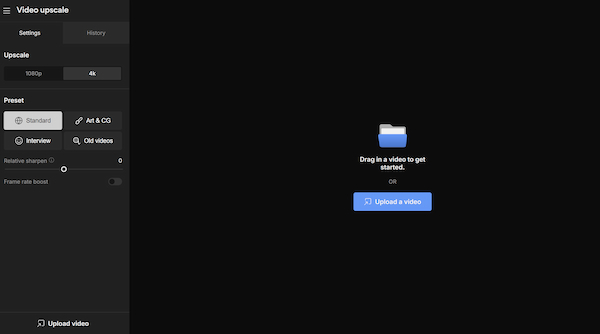 Импорт ролика в Topaz Video AI