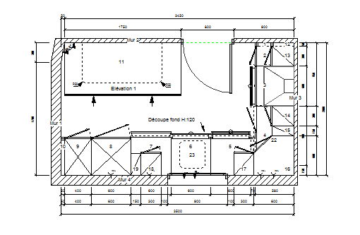 Технический top view в KitchenDraw