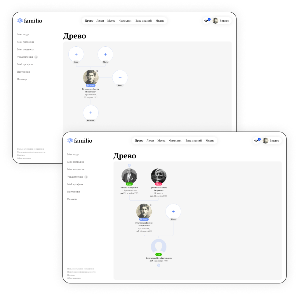 Familio — дерево семьи