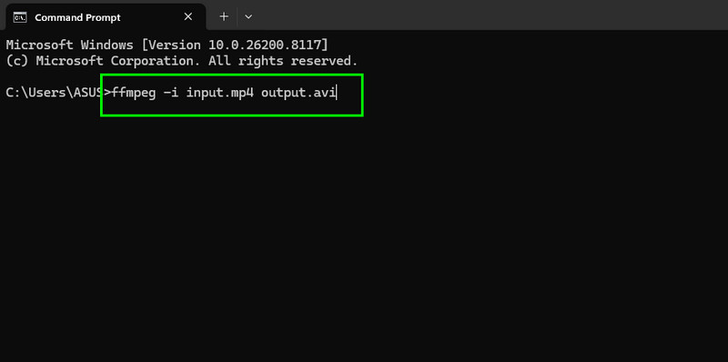 FFmpeg в терминале при преобразовании видео