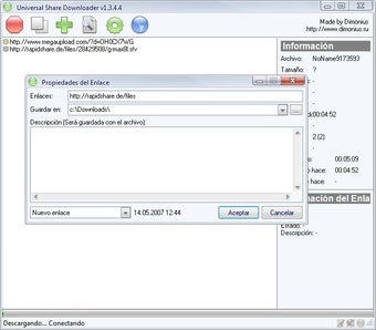 Главное окно USDownloader с диалогом добавления ссылки