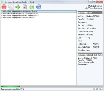Главное окно USDownloader со списком ссылок и информационной панелью