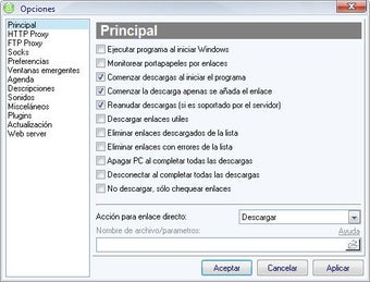 Окно основных настроек USDownloader