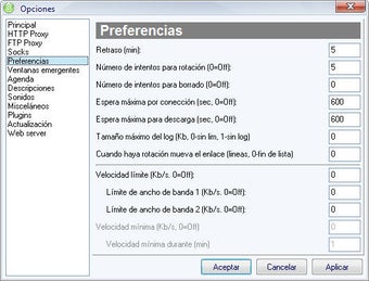 Параметры поведения и ограничений в USDownloader