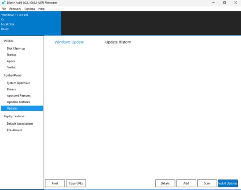 Раздел обновлений в Dism++
