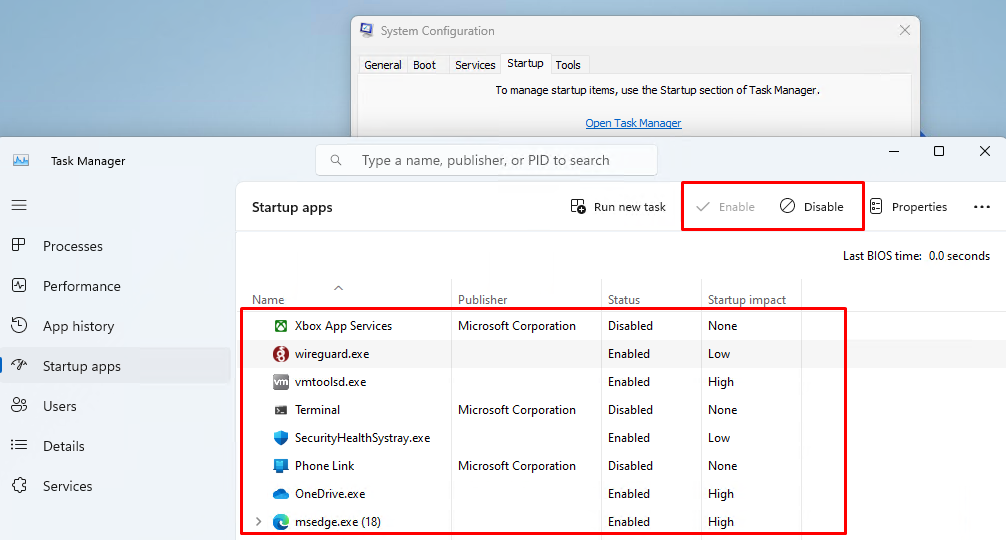 Автозагрузка в Диспетчере задач Windows