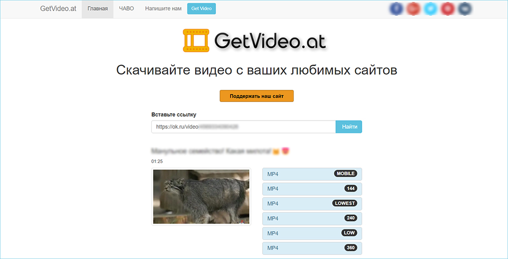 GetVideo для загрузки ролика по ссылке