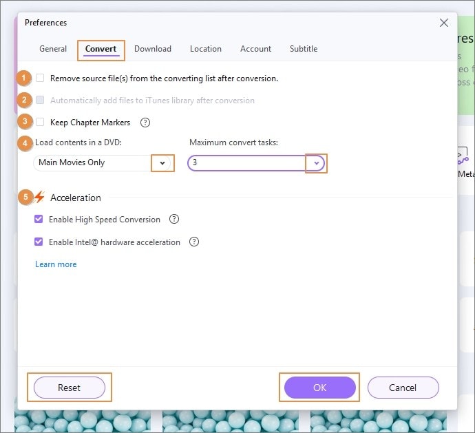 Вкладка Convert в настройках Wondershare UniConverter