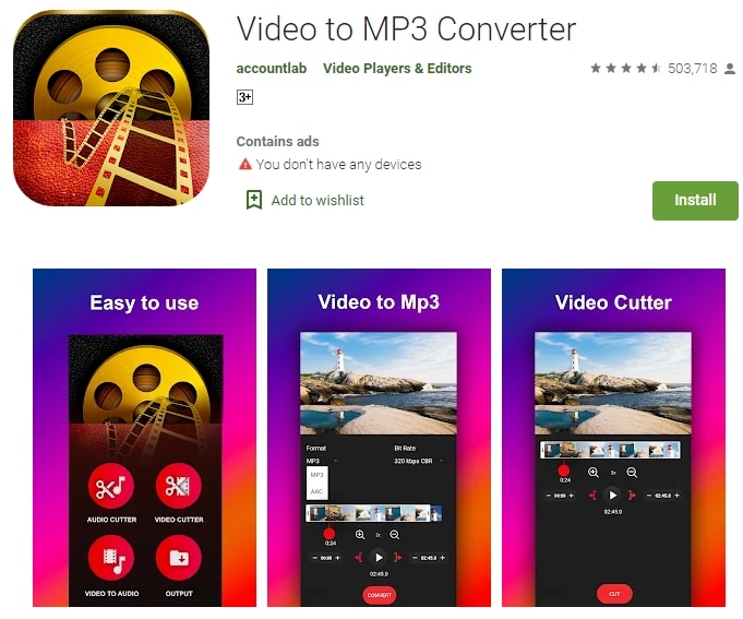 Video to MP3 Converter на Android