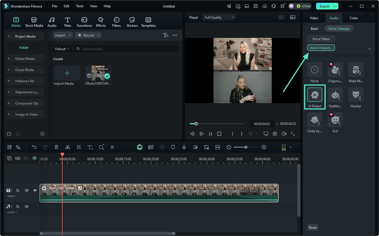 Голоса персонажей в Filmora