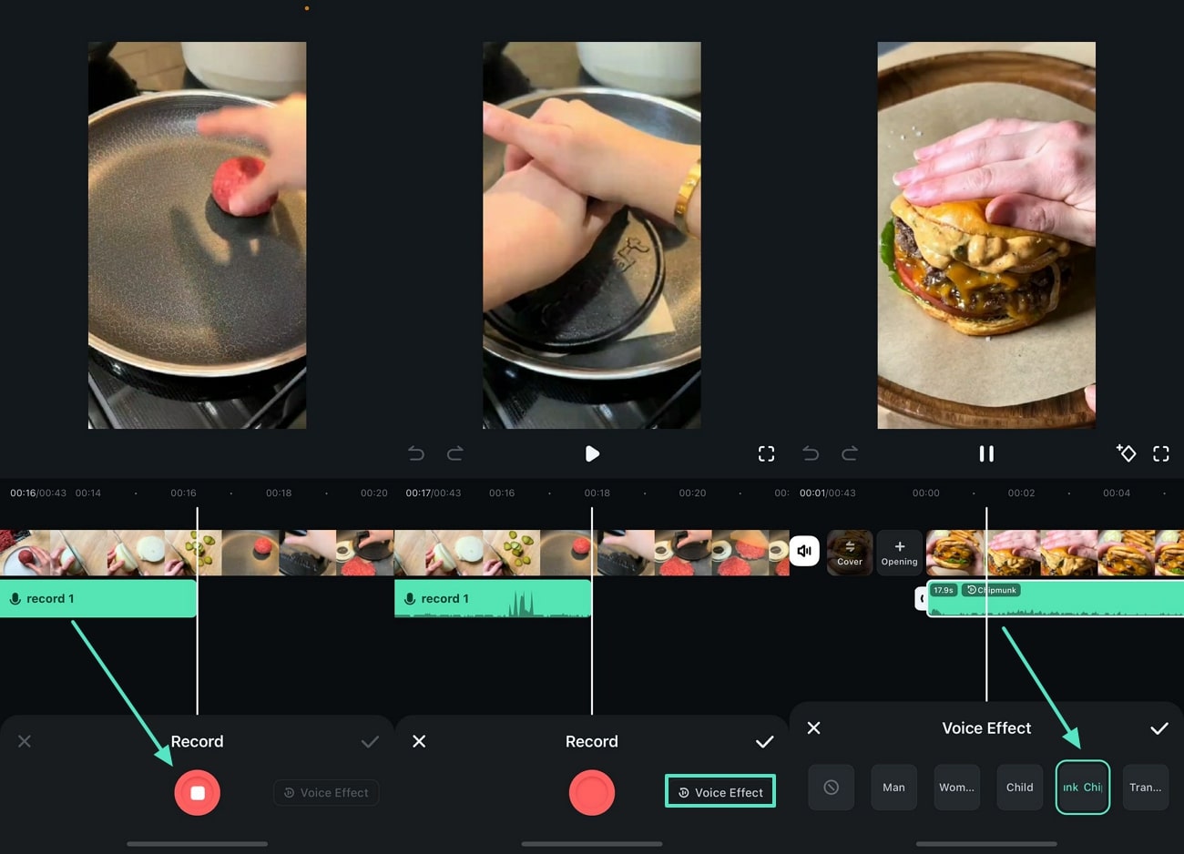 Filmora для телефона: применение голосового эффекта