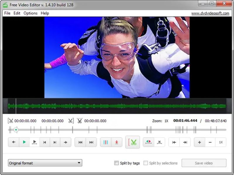 Интерфейс Free Video Editor для простой обрезки видео