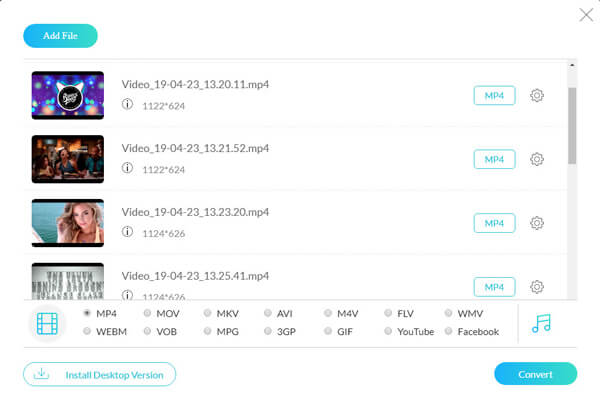 Интерфейс Vidmore Free Online Video Converter