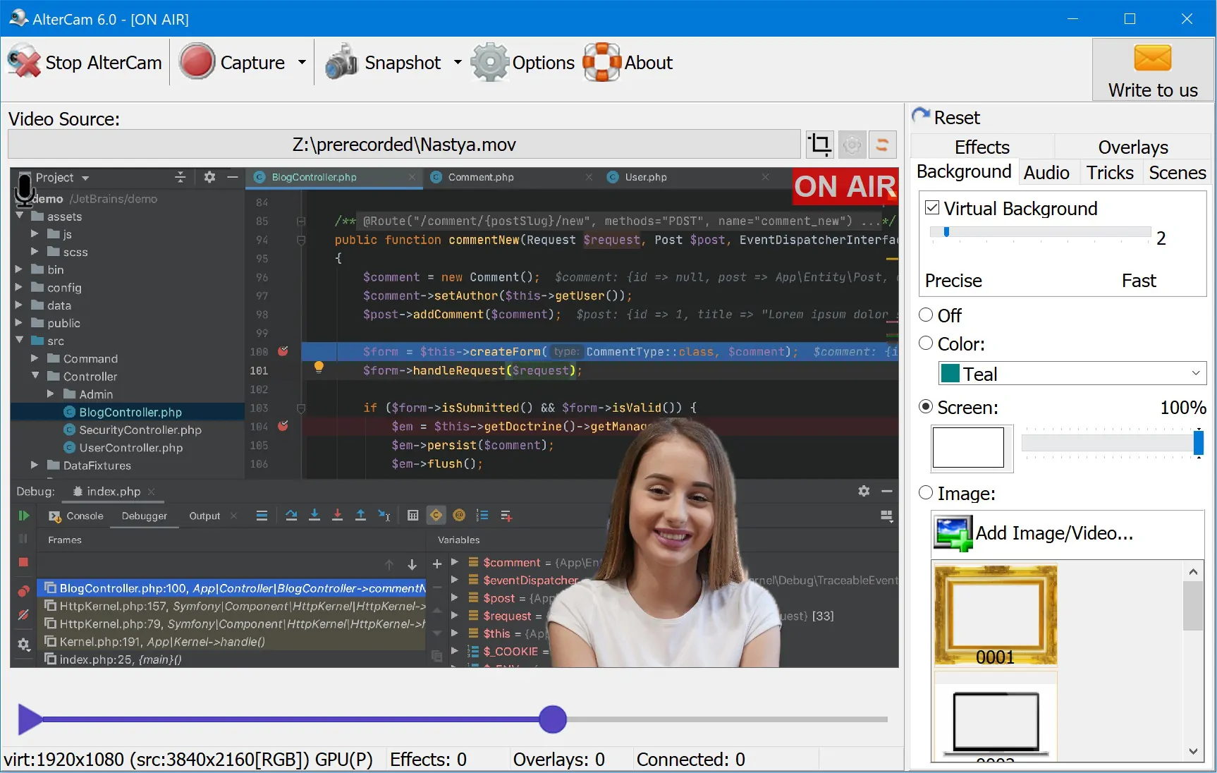 Virtual Background и Screen в AlterCam