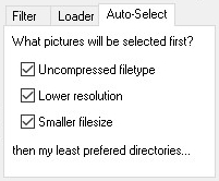 Настройки Auto-Select в VisiPics с правилами выбора файлов