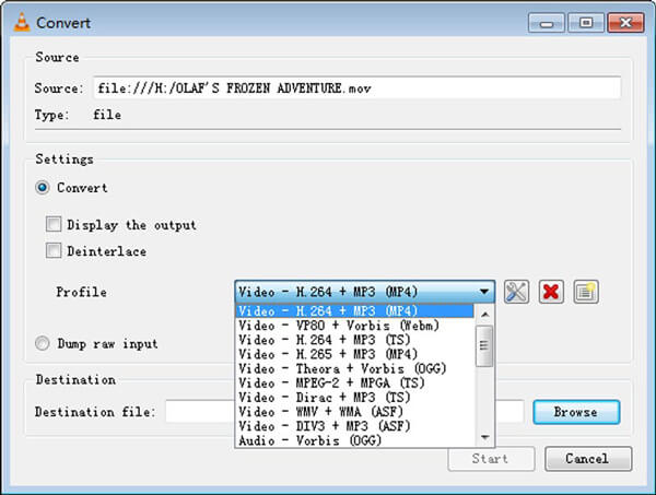 Конвертация видео в VLC Media Player