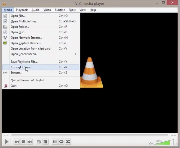 VLC: окно конвертации MP4 в MP3