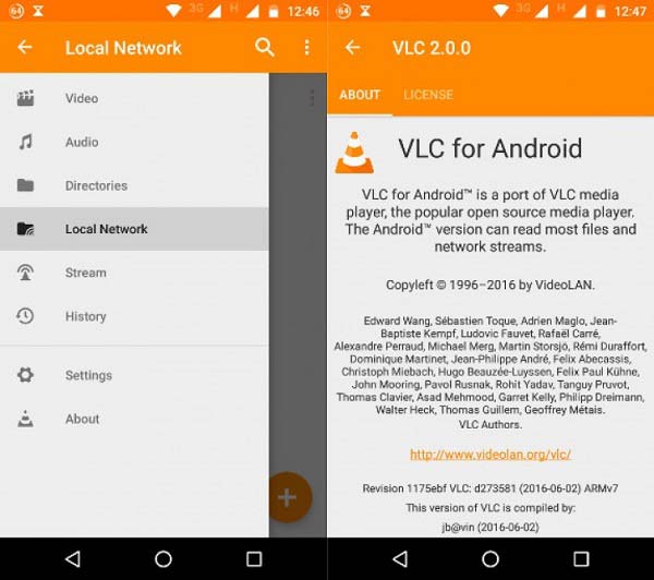 Скриншот VLC for Android с аудиофайлами