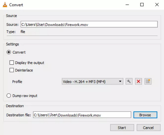 Конвертация через VLC Media Player