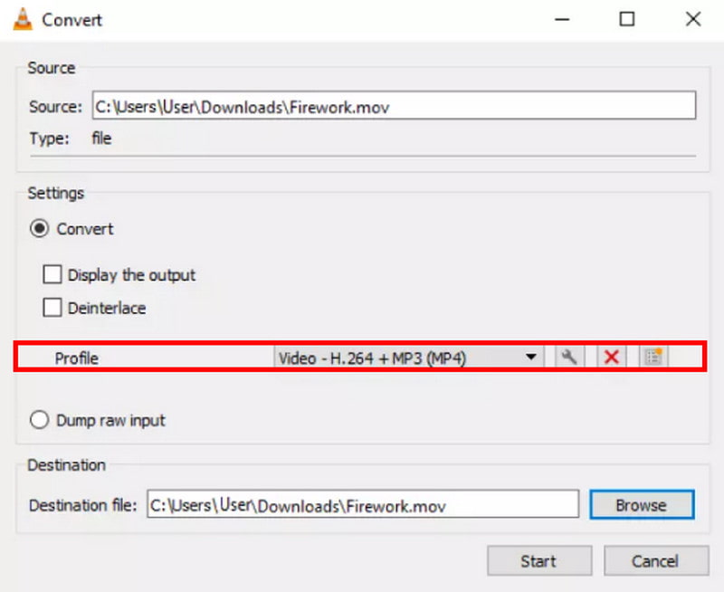 Скриншот VLC для конвертации